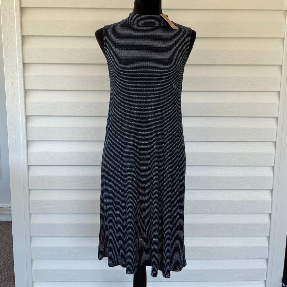 NWT AMERICAN EAGLE  Mock Neck Lace-Up-Back Dress LARGE Navy
